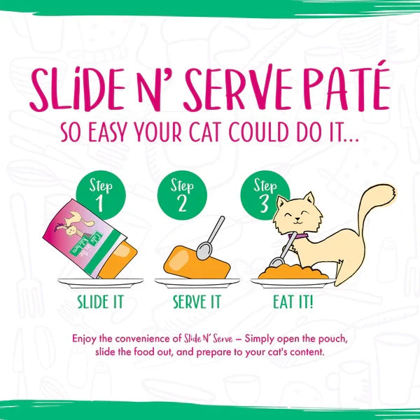 Cats in the Kitchen Paté Slide N' Serve Meowiss Bueller Chicken & Lamb Dinner in a Hydrating Purée (3oz) - Majestic Pet Kingdom