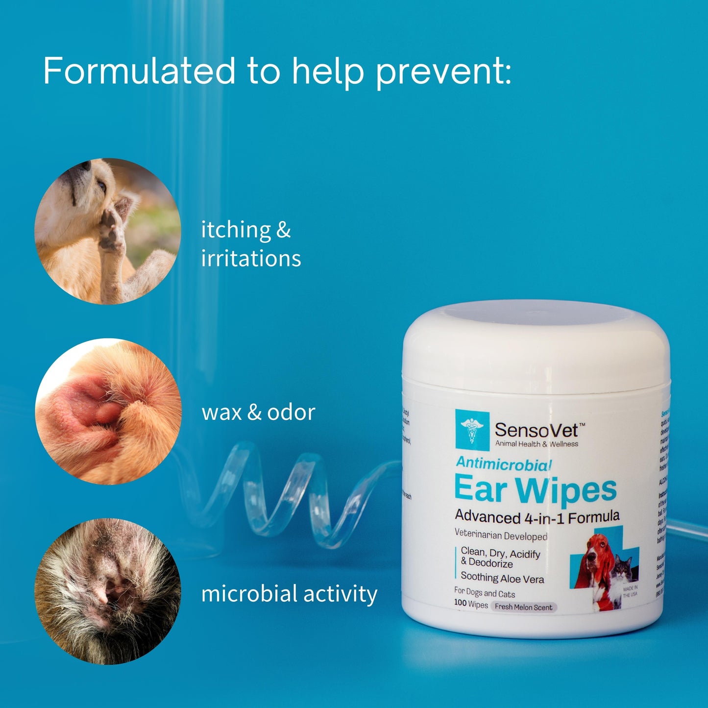 Pet Ear Wipes Soothe and Clean Medicated Cleaning 100-Count