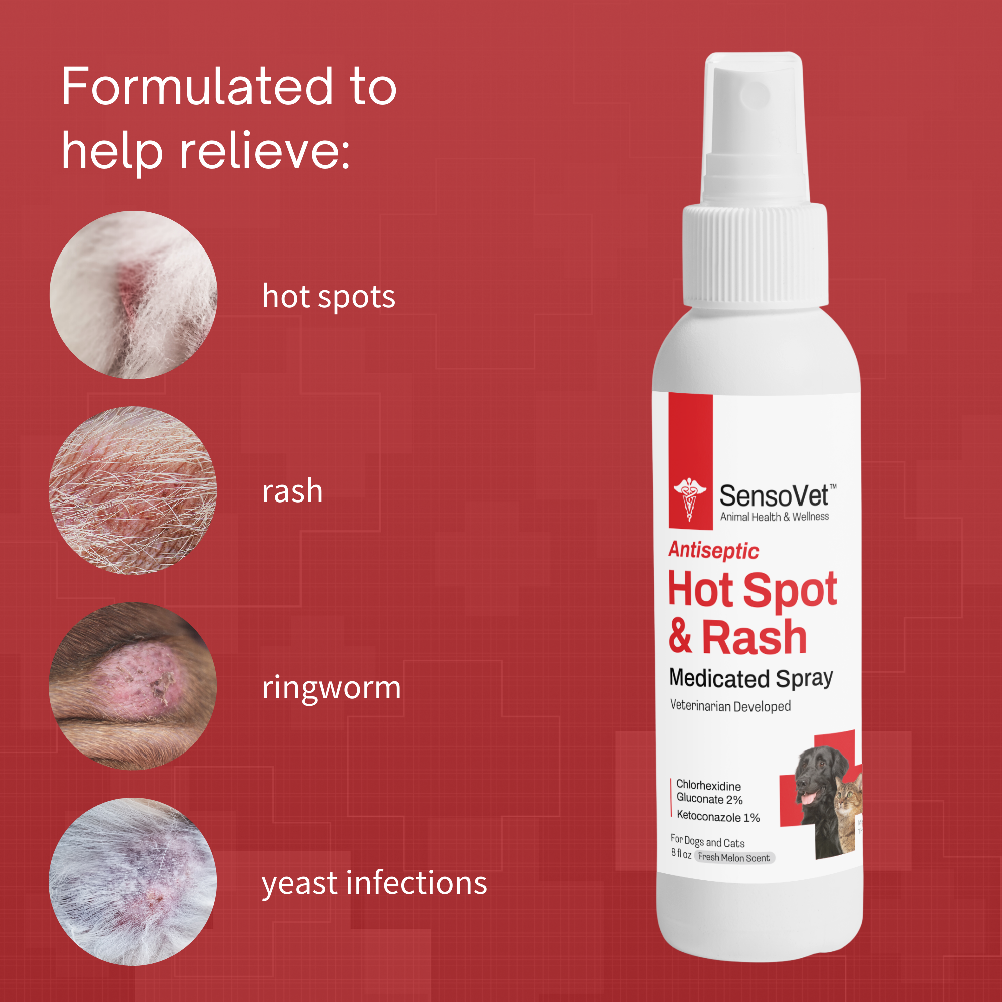 Antiseptic Hot Spot & Rash Relief Spray for Pets (8oz) - Majestic Pet Kingdom