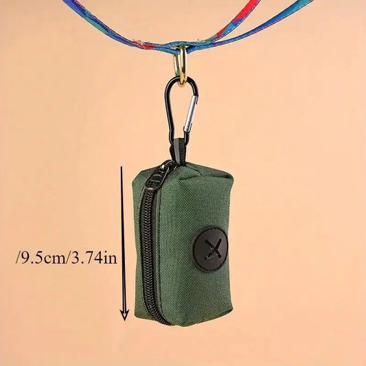 Canvas Dog Poop Bag Holder | Outdoor Pet Waste Bag Dispenser with Carabiner Clip