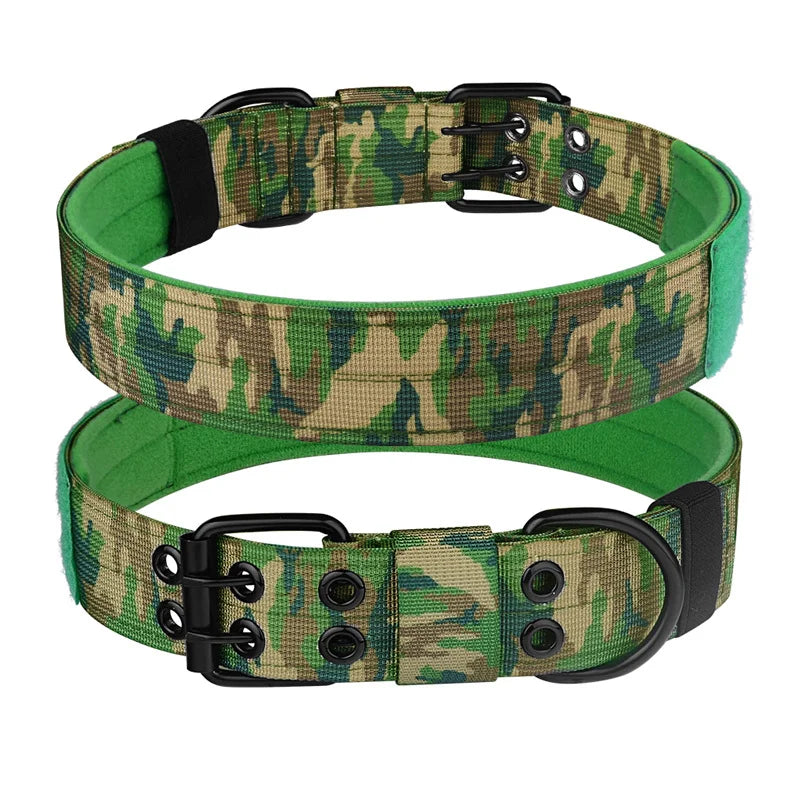 Tactical Dog Collar, Heavy Duty Nylon Dog Collar with Double Buckle, Adjustable Military Dog Collar for Medium Large Dogs - Pink | Purrfect Pet Kingdom