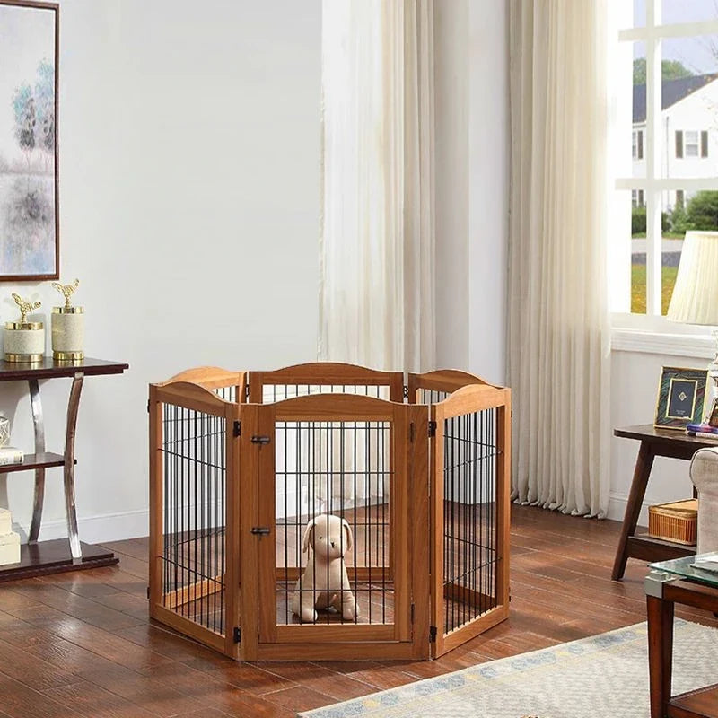 Wooden Pet Fence Dog Fence Freely Combinable Pet Isolation Door Indoor Foldable Dog Cage for Small and Medium Dogs Pet Supplies - Majestic Pet Kingdom