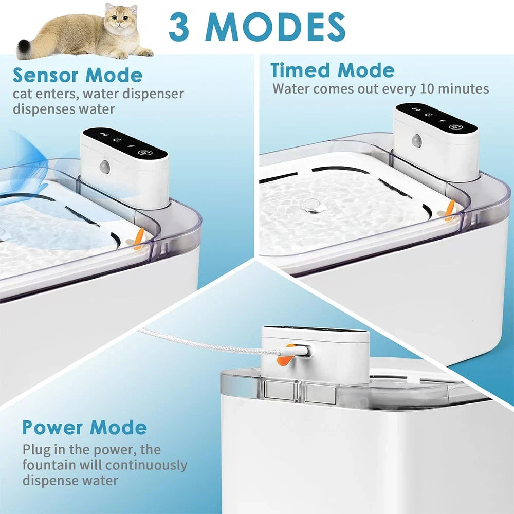 3L Automatic Cat Water Fountain USB Cable/Battery Operated Smart Sensing Sensor Dog Cat Dispenser Pet Cats Drinker with Filter - Majestic Pet Kingdom