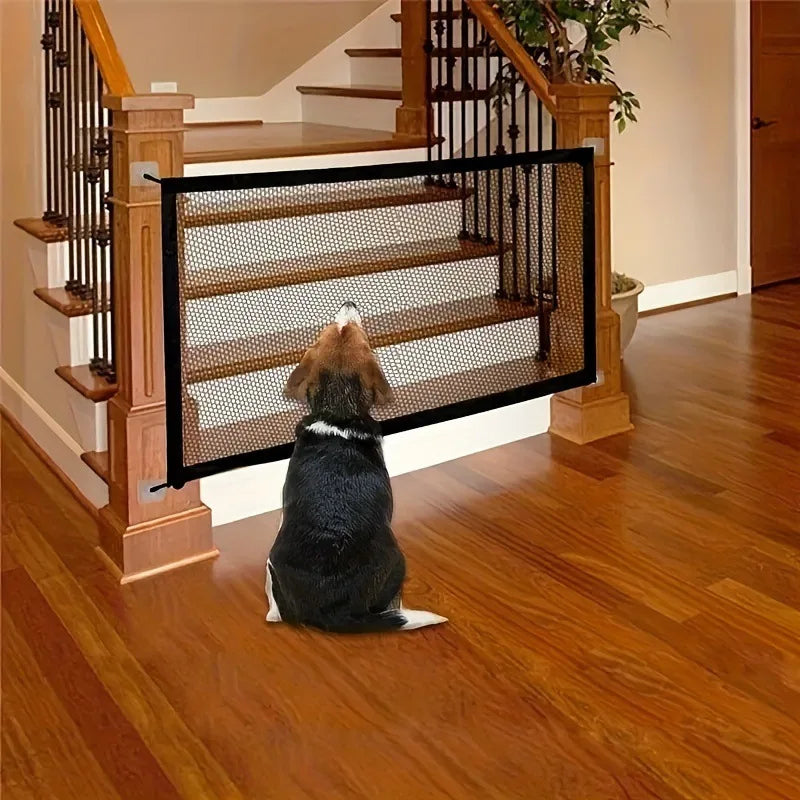 Pet Dog Barrier Fences with 4pcs Hook Pet Isolated Network Stairs Gate New Folding Breathable Mesh Playpen for Dog Safety Fence - Majestic Pet Kingdom