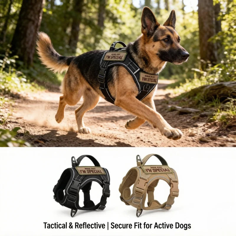 1PC Tactical Dog Harness with Handle, Reflective Military
