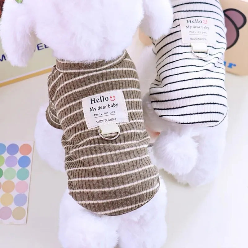 Summer Clothes for Dog and Cat, Striped T-Shirt, Cute Clothes for Puppy, Chihuahua, Bichon, French Bulldog, Girl - Majestic Pet Kingdom