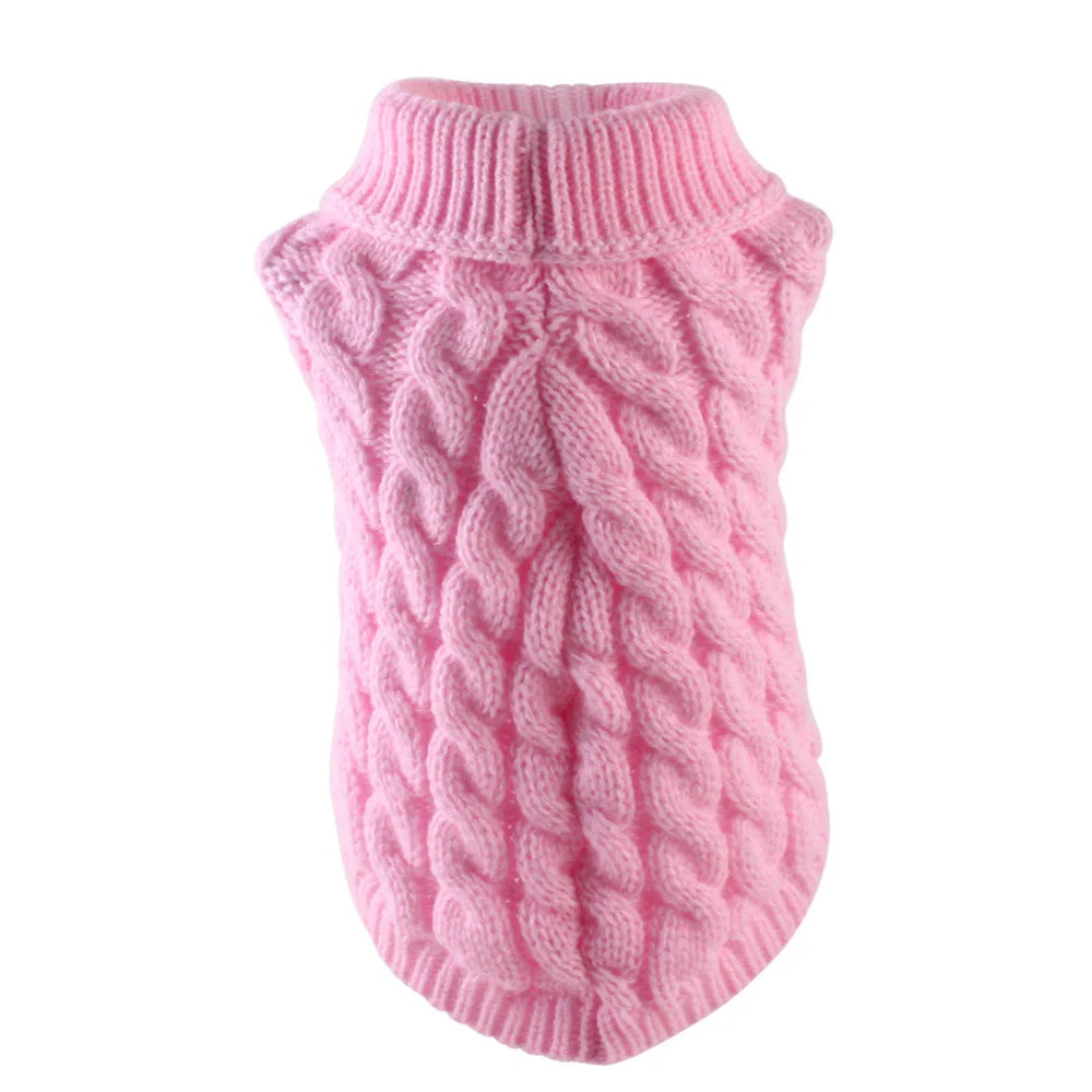 Classic Solid Knit Dog Sweater | Warm Winter Pullover for Small Breeds