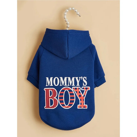 Dog Hoodie Mommy's Boy Fleece Puppy Sweatshirt Apparel Coat - Main Feature View | Majestic Pet Kingdom