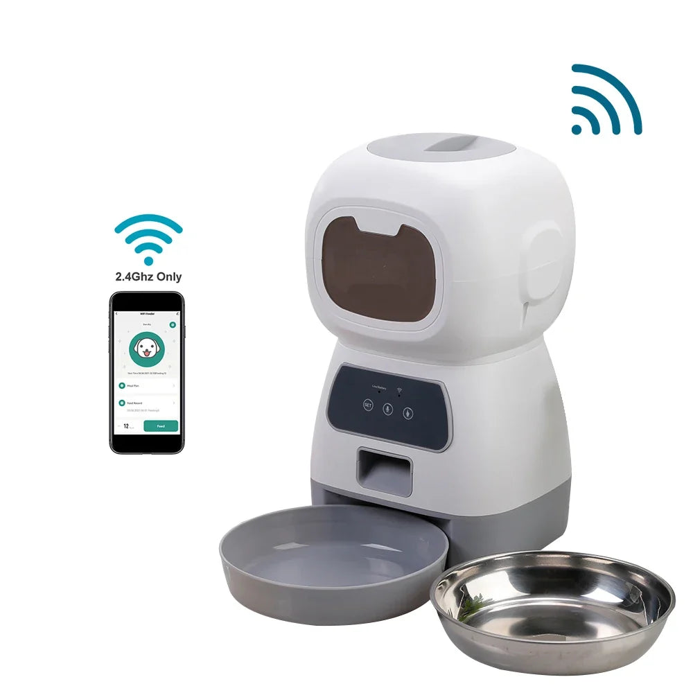 WiFi Pet Feeder 3.5L Automatic Slow Cat Feeder Voice Recorder - Majestic Pet Kingdom