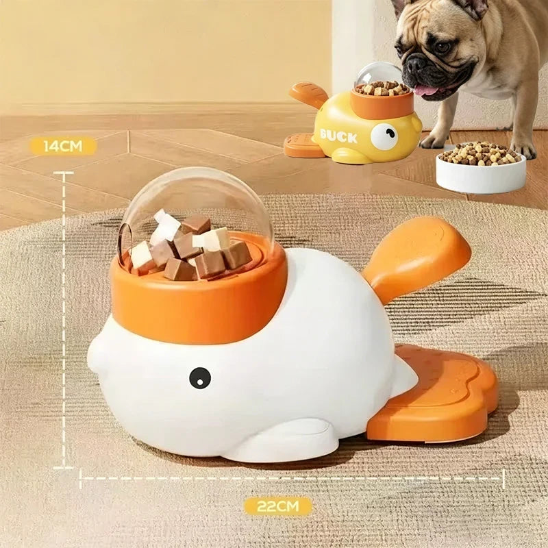 Dog 2-in-1 Interactive Toy Pet Automatic Food Treat Dispenser Cartoon Duck Design Slow Food Pet Snack Feeder for Dog Training - Majestic Pet Kingdom