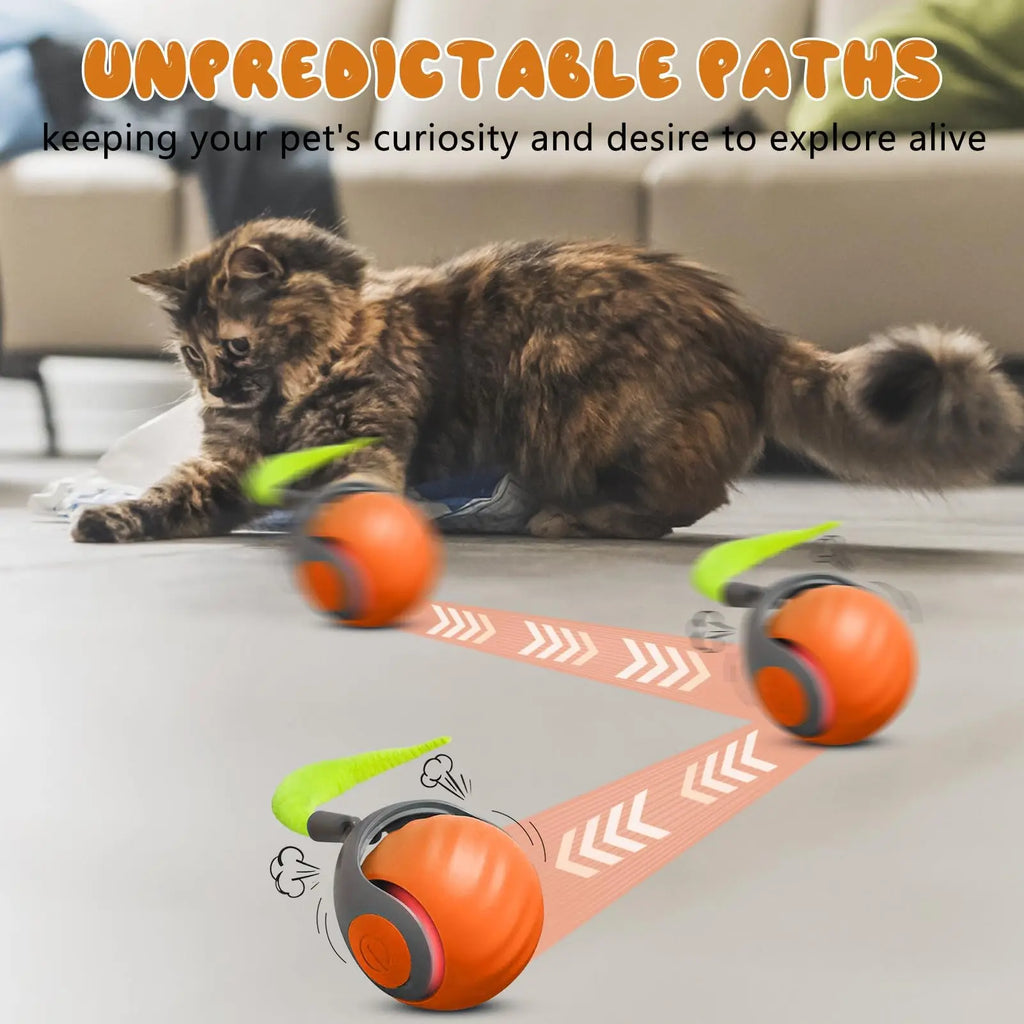 NewSpeedy Tail 2.0 Cat Toy, Speedy Tail Cat Toy, Interactive Cat Ball Toy, Smart Cat Toys Ball, Two Speed Adjustment, with Tail - Majestic Pet Kingdom