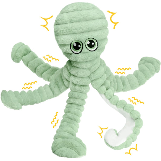 Dog Plush Toy Octopus Shape Squeaky Teething Interactive Chew