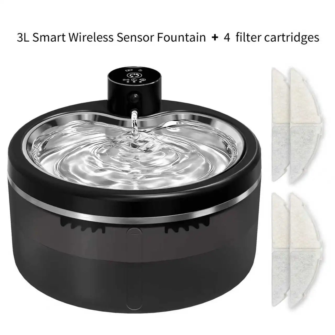 3L Wireless Cat Water Fountain Mute Pet Water Dispenser With Stainless Steel Tray and Intelligent Sensing, 4000mAh Large Battery - Majestic Pet Kingdom