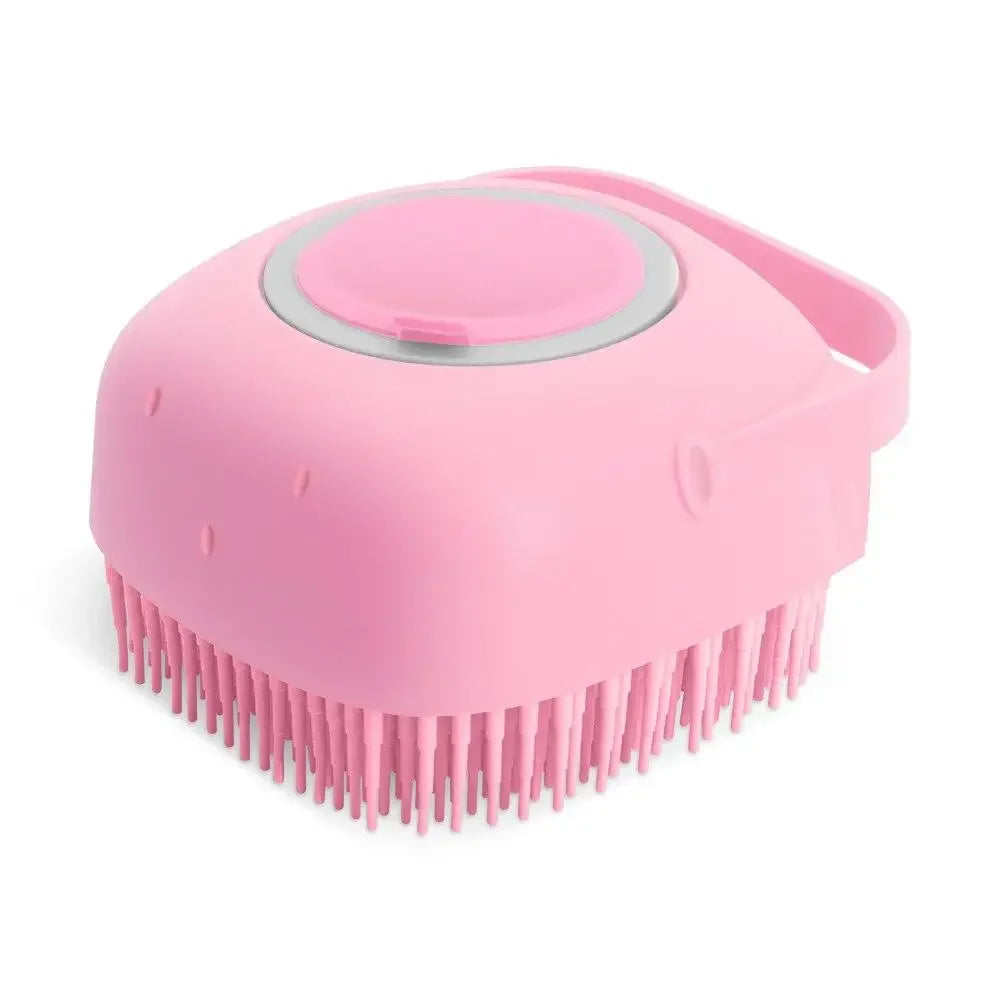 Dog Bath Brush 2.7oz Silicone Shampoo Dispenser Massage Comb - Detail Angle 7 | Majestic Pet Kingdom