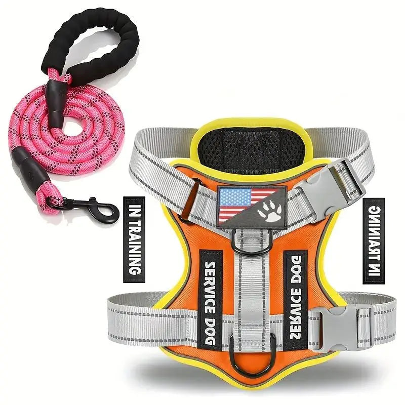 Dog Harness And Leash Set, Escape Proof No Pull Dog Vest Harness With Reflective Dog Walking Traction Rope - Majestic Pet Kingdom