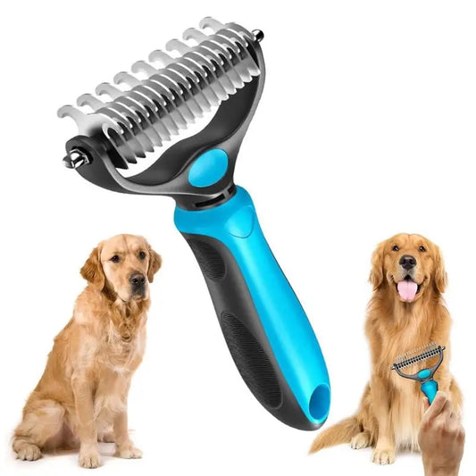 Dog Grooming Rake 2-in-1 Stainless Steel Deshedder Comb Tool