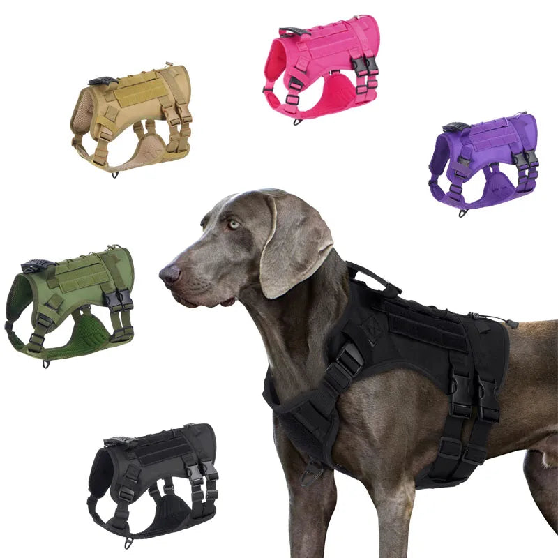 Tactical Chest Strap Large Dog Explosion proof Outdoor Anti slip Tank Top Pet Traction Dog Harness Reinforcement Loop Dog Walkin - Majestic Pet Kingdom