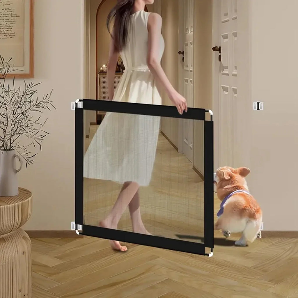 Pet Safety Gate Folding Mesh Barrier Isolated Network Playpen