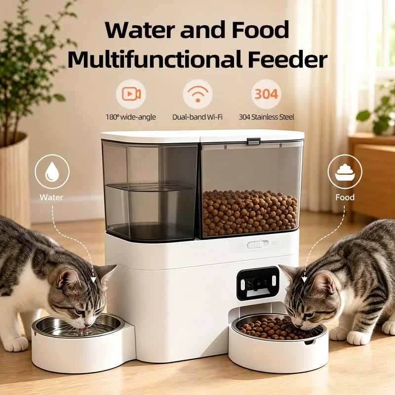 Automatic Camera Automatic Pet Feeder Water Fountain WIFI APP Video Smart Dog 5L Food Dispenser 3L Gravity Water Drinker Bowl - Majestic Pet Kingdom