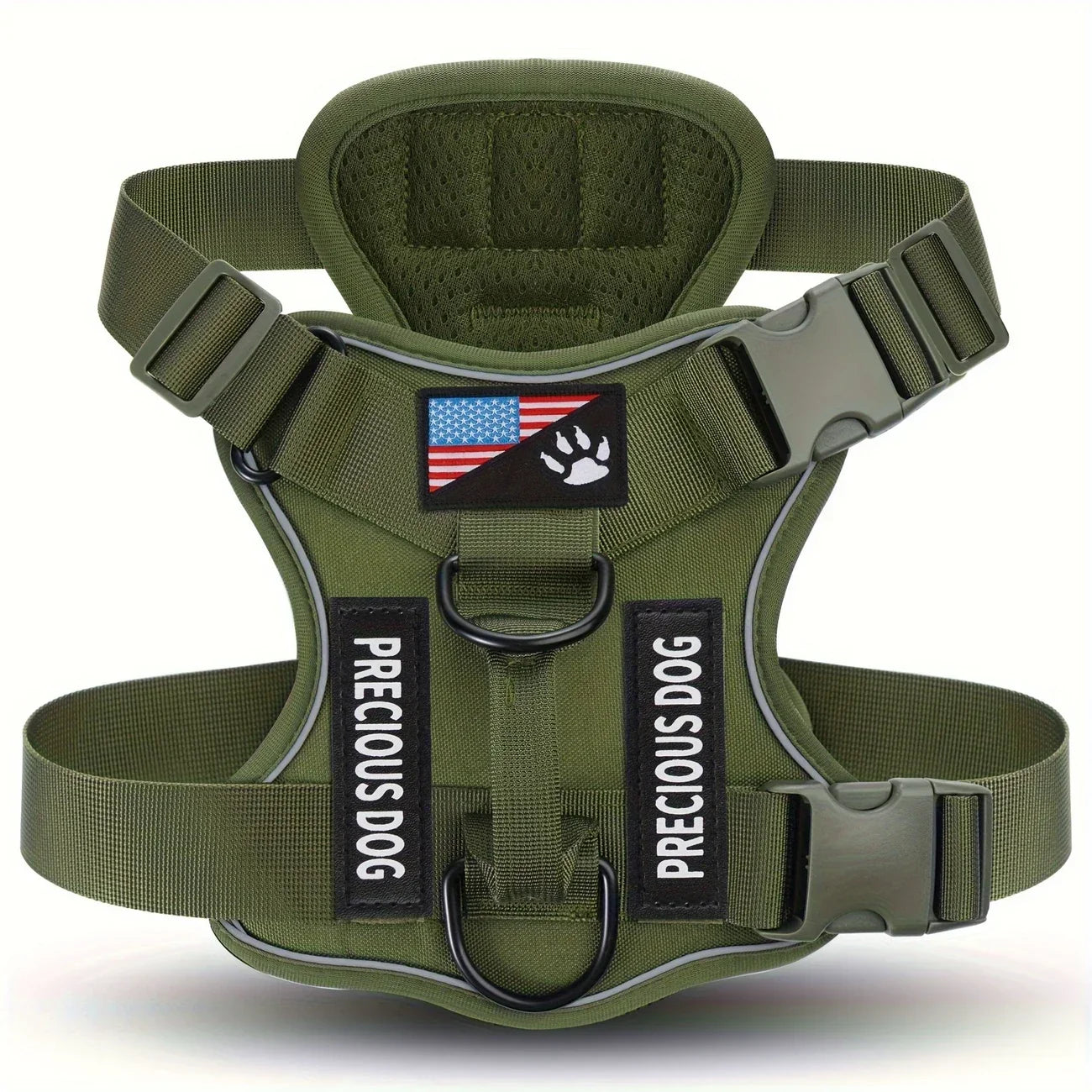Anti-Pull Tactical Dog Harness with Night Reflective Strips, Heavy-Duty Nylon Military-Grade Vest-Style Leash for Large Dog - Majestic Pet Kingdom