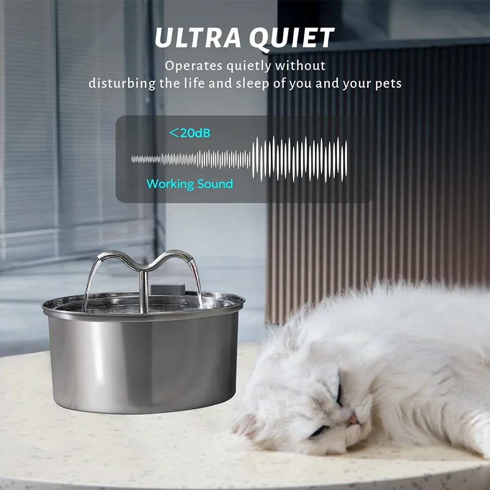 Majestic Pet Kingdom - 3L Cat Water Fountain Stainless Steel Pet Water Fountain with Automatic Water Fountain for Cats Inside Dog Fountain Dispenser View 3