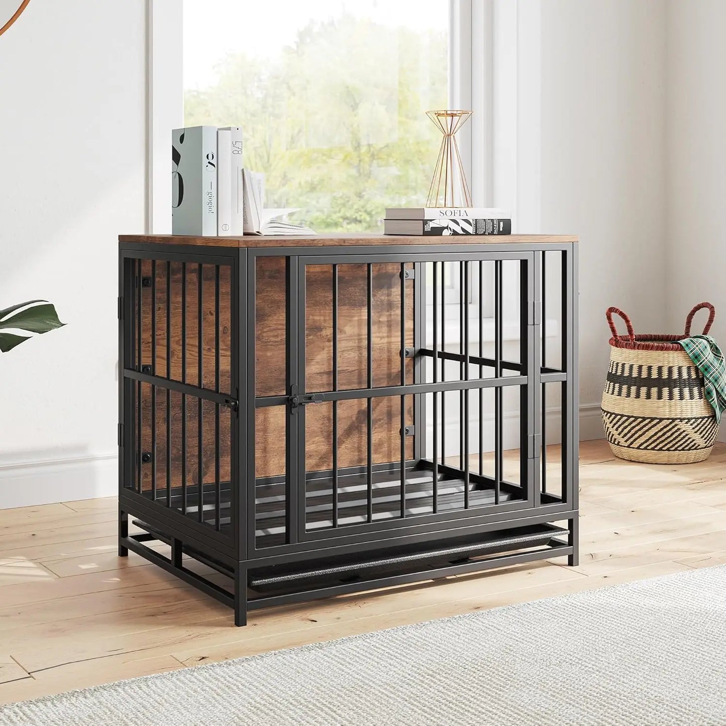 Dog Crate Furniture,Wooden Dog Kennel Indoor,Heavy Duty Dog