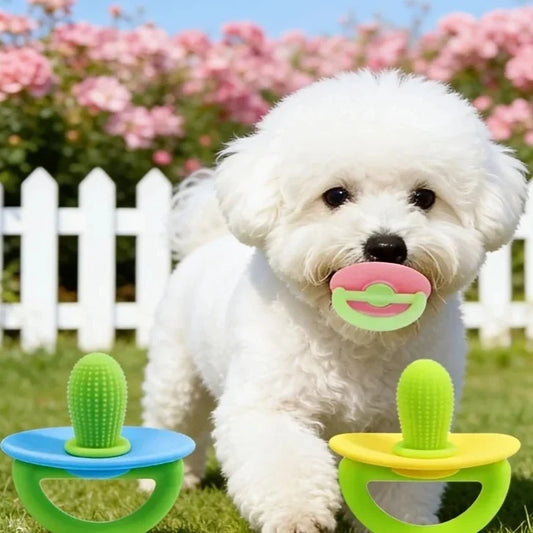 Dog Chew Toy Teething Stick Pacifier Shape Durable Rubber Toy