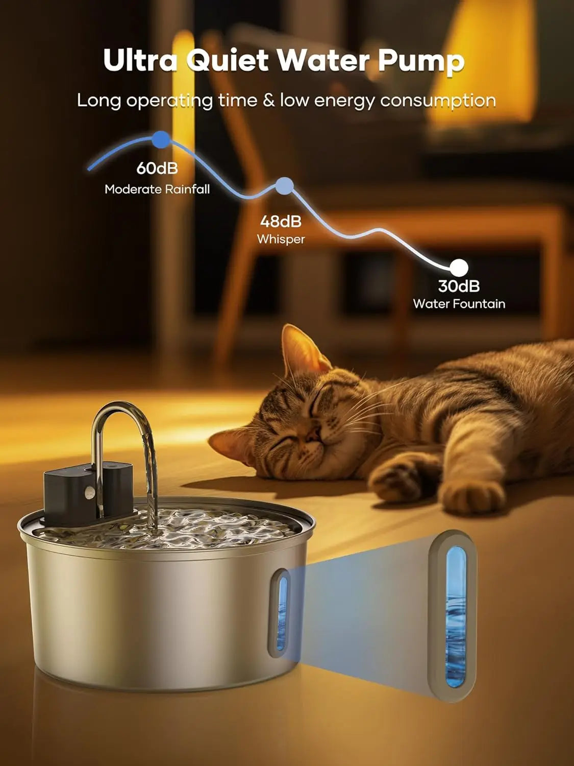 Majestic Pet Kingdom - 3L Stainless Steel Wireless Recharging Sensor Pet Cat Water Fountain Auto Drinking Fountain For Cats Dog Drinker Dispenser Bowl View 5