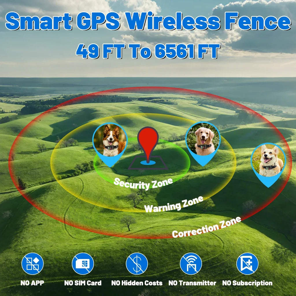 GPS Dog Fence Collar IP67 Waterproof Shock Containment System