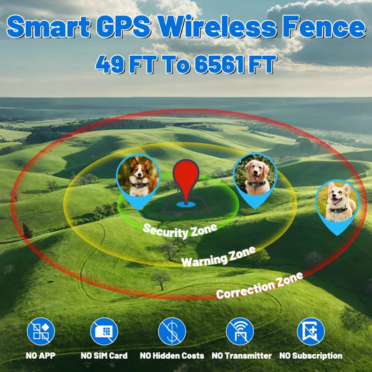 GPS Dog Fence Collar IP67 Waterproof Shock Containment System | Purrfect Pet Kingdom