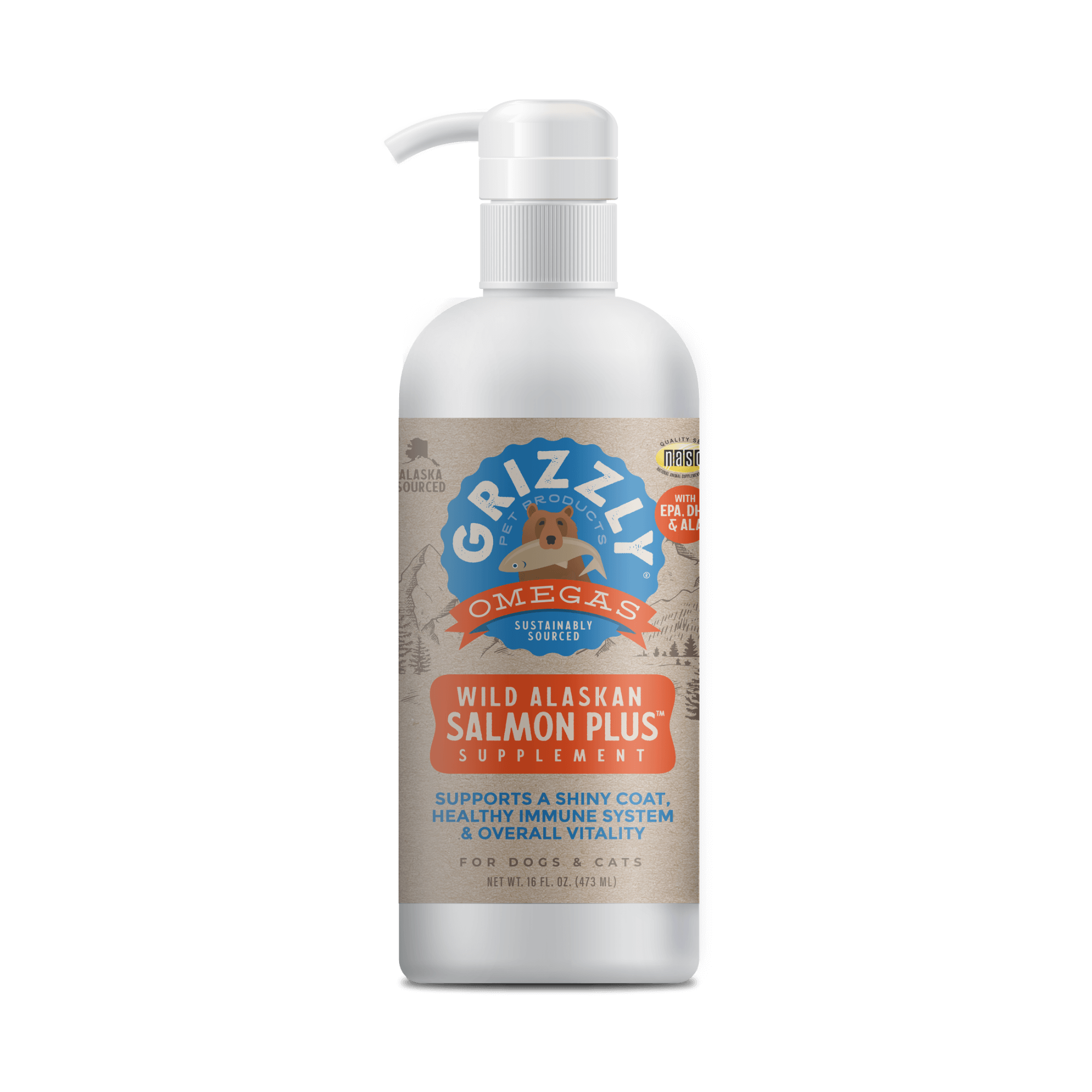 Grizzly Salmon Oil Plus For Dogs (16oz) - Majestic Pet Kingdom