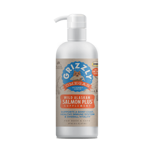 Dog Salmon Oil Grizzly Plus Wild Alaskan Liquid Booster 8oz - Main Feature View | Majestic Pet Kingdom