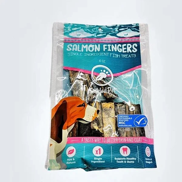 Dog Treats Tickled Pet Salmon Skin Fingers Fish Chews 6oz Ba