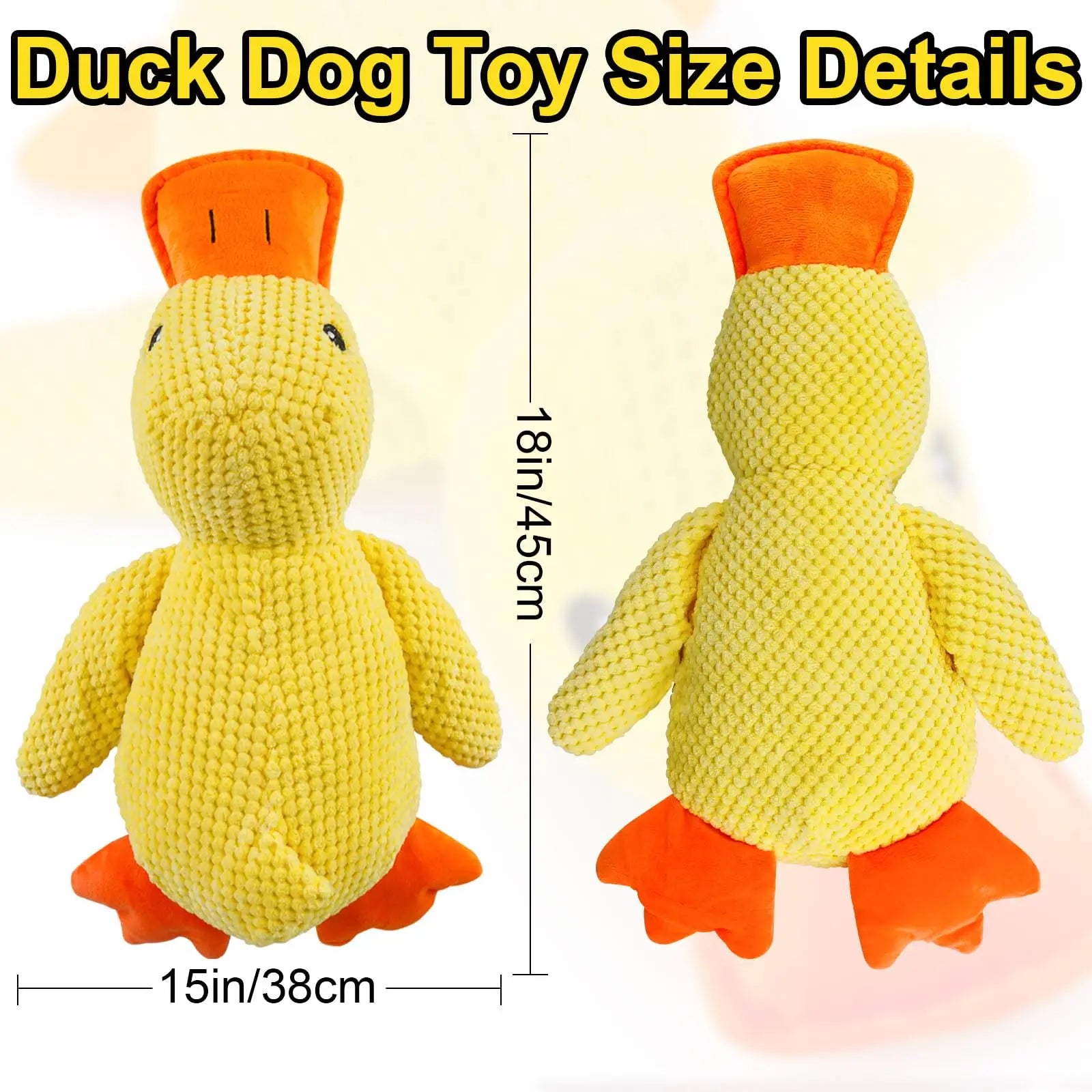 Majestic Pet Kingdom - 1/3pcs Yellow Duck Dog Toy Chew Resistant Interactive Pet Plush Toy with Quacking Sound For Aggressive Dog Grinding Teeth View 5