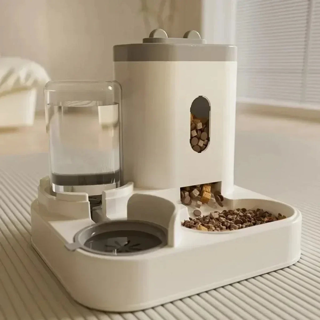 Automatic Pet Feeder Dog Cat Food Bowl Water Fountain Storage
