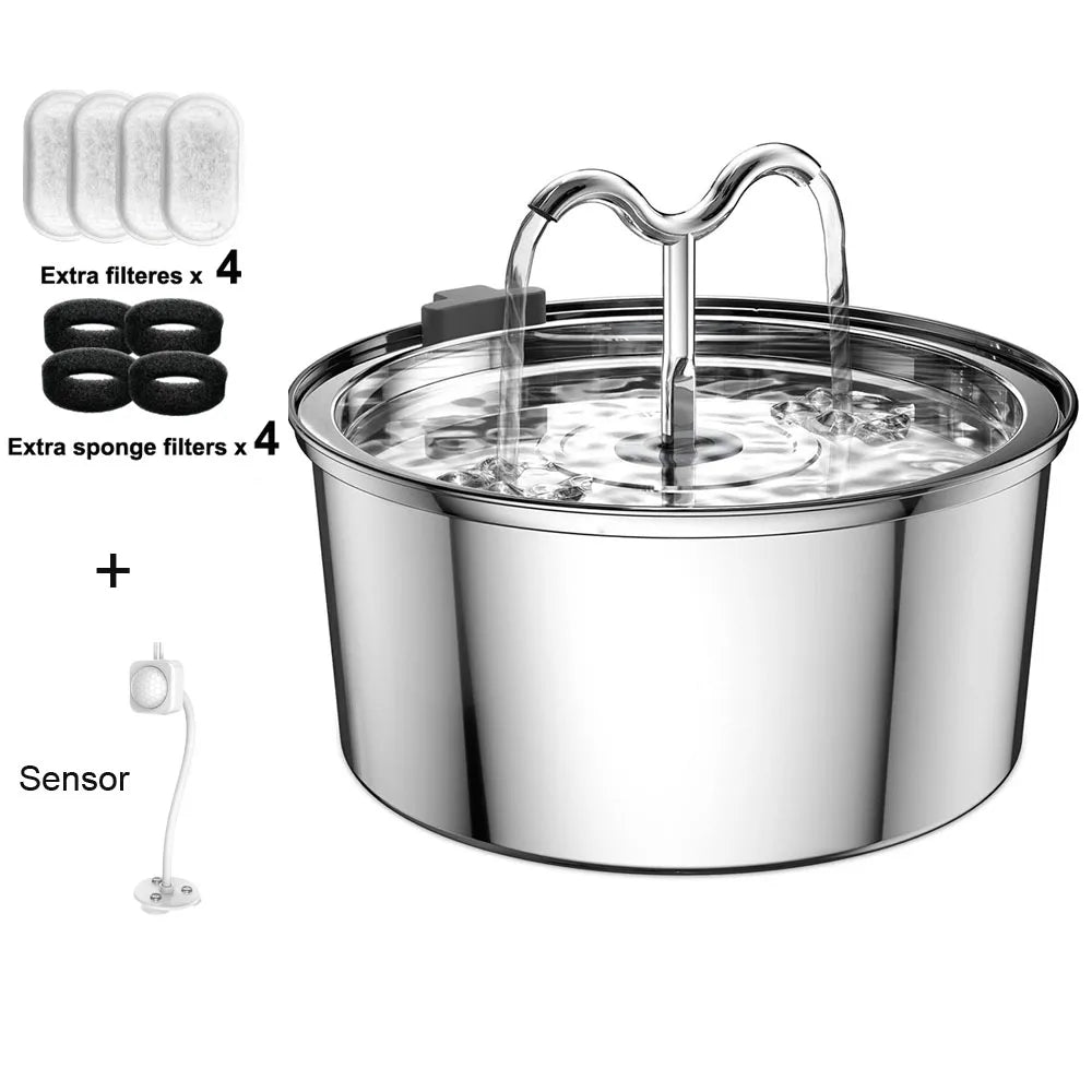 Majestic Pet Kingdom - 3L Cat Water Fountain Stainless Steel Pet Water Fountain with Automatic Water Fountain for Cats Inside Dog Fountain Dispenser View 11
