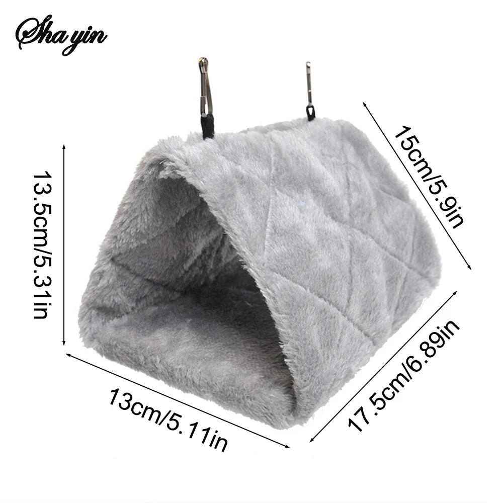 1PC Parrot Triangle Hammock - Pure Color Parrot Parrotlet Winter Warmth Cotton Nest Hanging Cage Hanging Suspension Nest