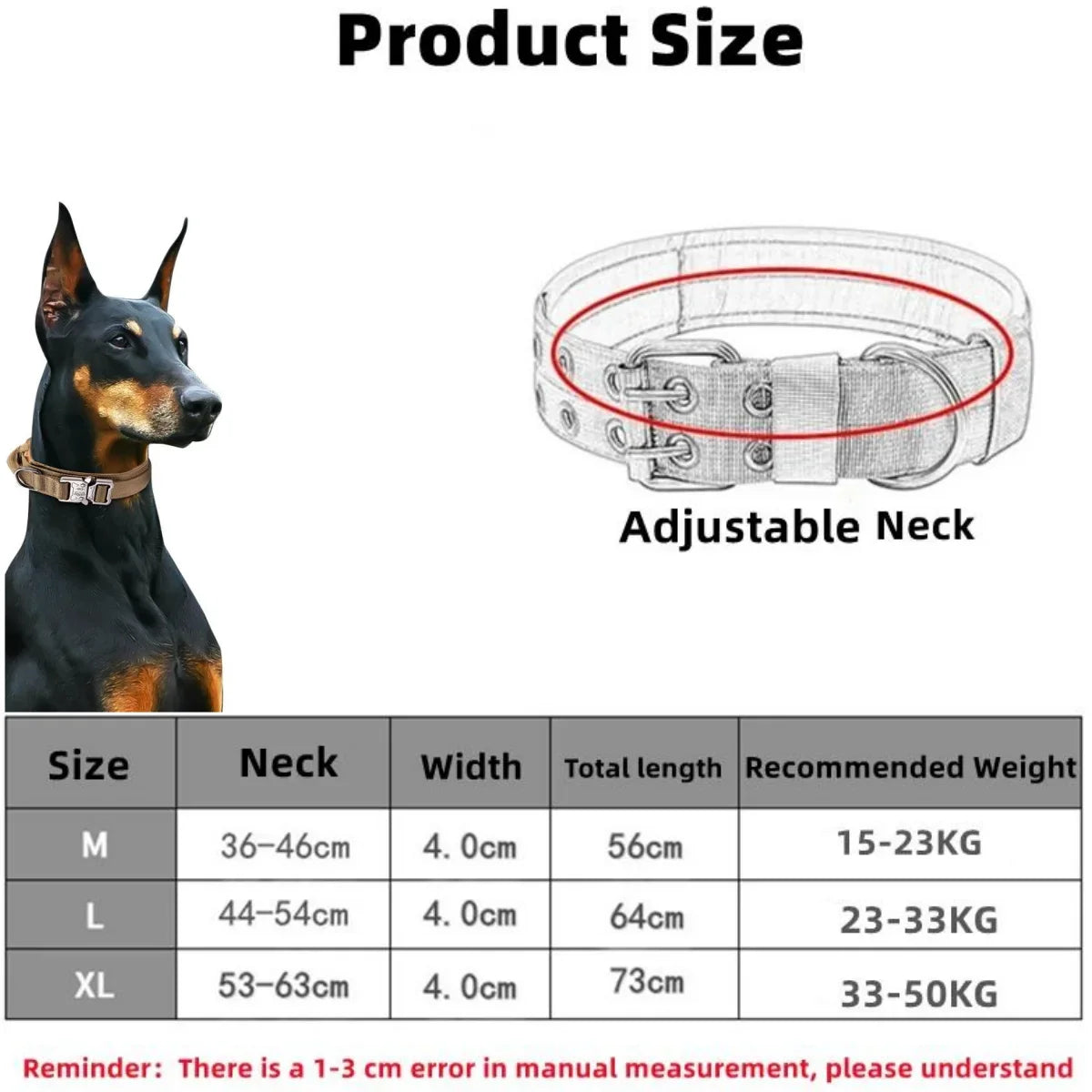Adjustable Pet Tactical Dog Collar Durable Double Buckle German Shepherd Training Leash and Collar Large Medium Dogs Accessories - Red Dog collar | Purrfect Pet Kingdom