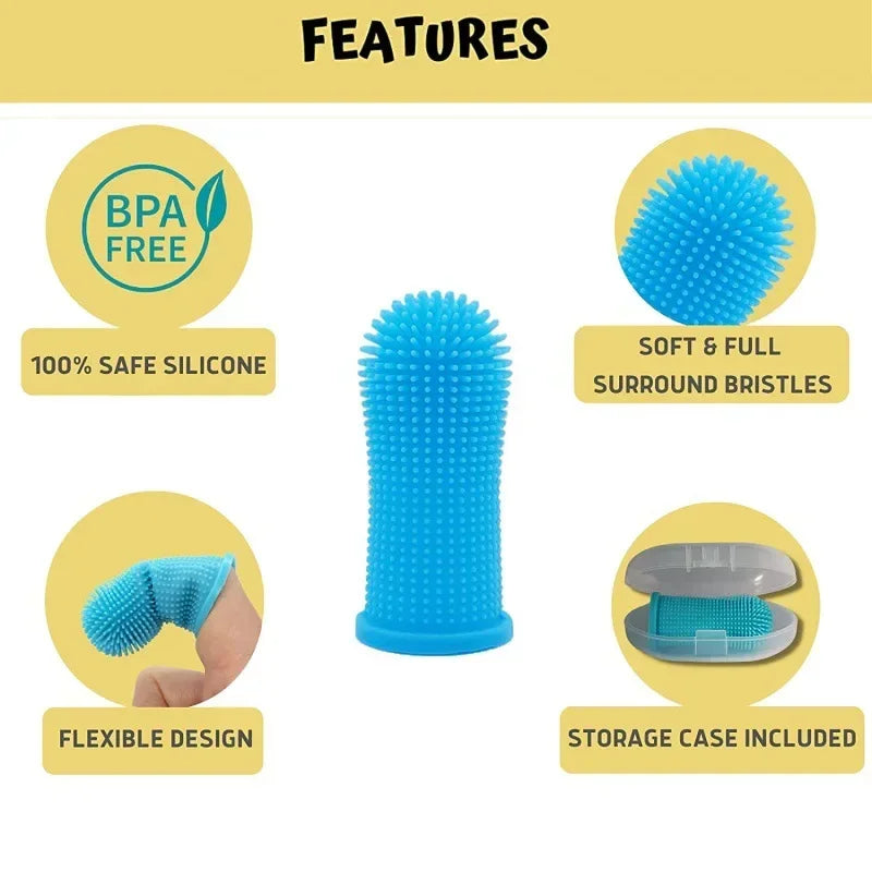 Dog Toothbrush Non-Toxic Silicone Finger Dental Care Brush 4-Pack - Detail Angle 4 | Majestic Pet Kingdom