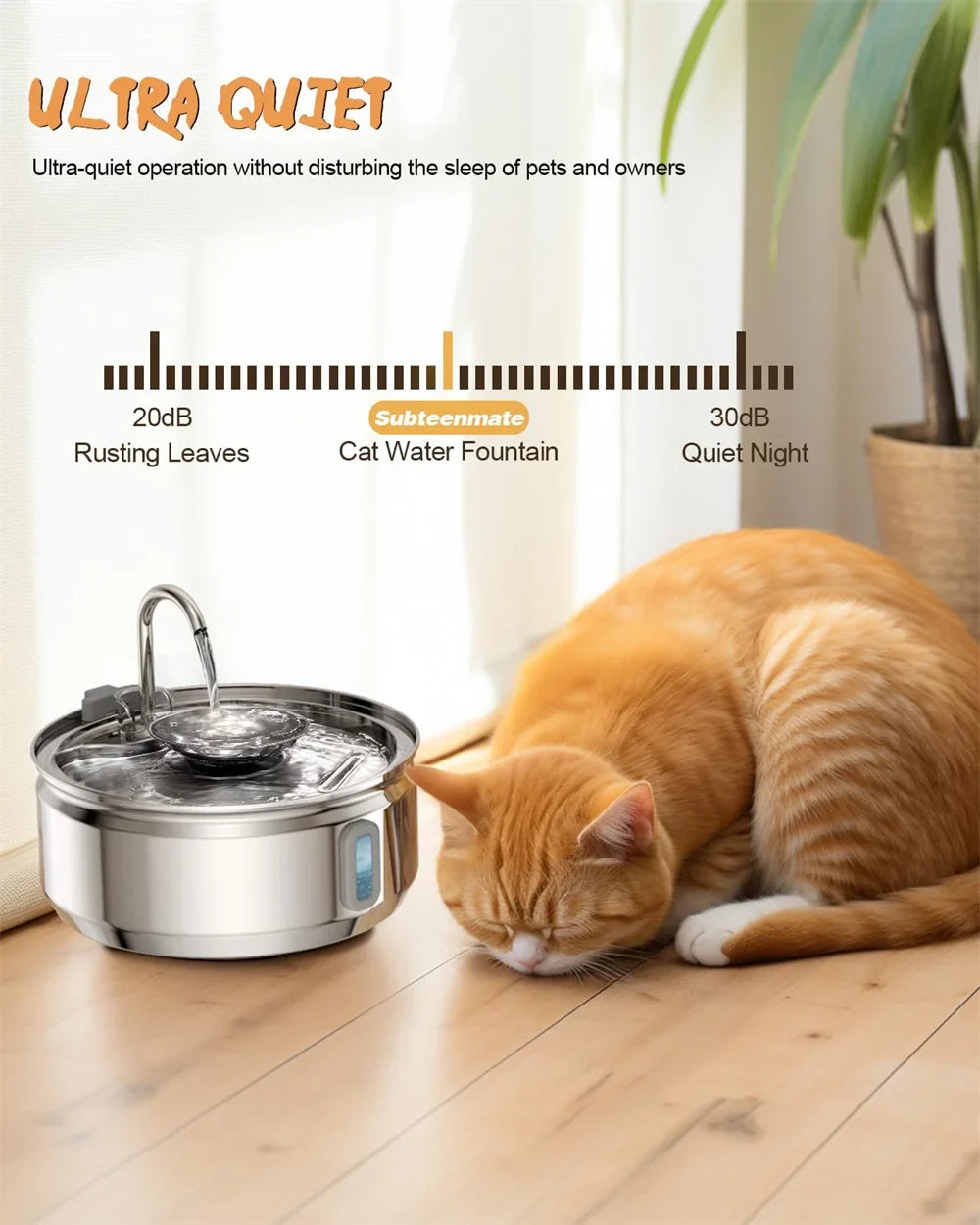 3L Stainless Steel Faucet Cat Fountain Visible Water Level Cats Water Fountain Ultra Quiet Pump Automatic Pet Fountain Bowl - Majestic Pet Kingdom
