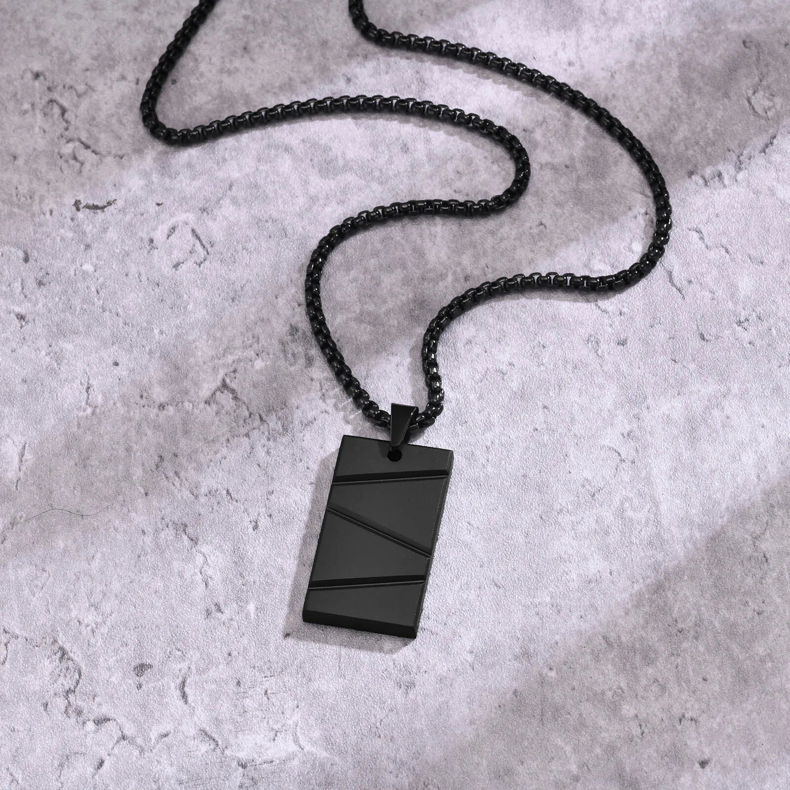Small Dog Tag Pendant Necklace | Military Style Stainless Steel Gift for Men