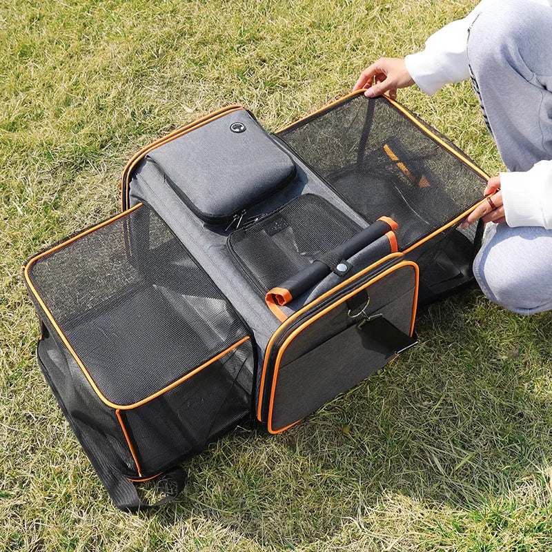 Cat Bag Foldable Large Capacity Cat Outdoor Car Expansion Portable Pet Handbag Breathable Diagonal Cross Bag for Cats and Dogs - Majestic Pet Kingdom