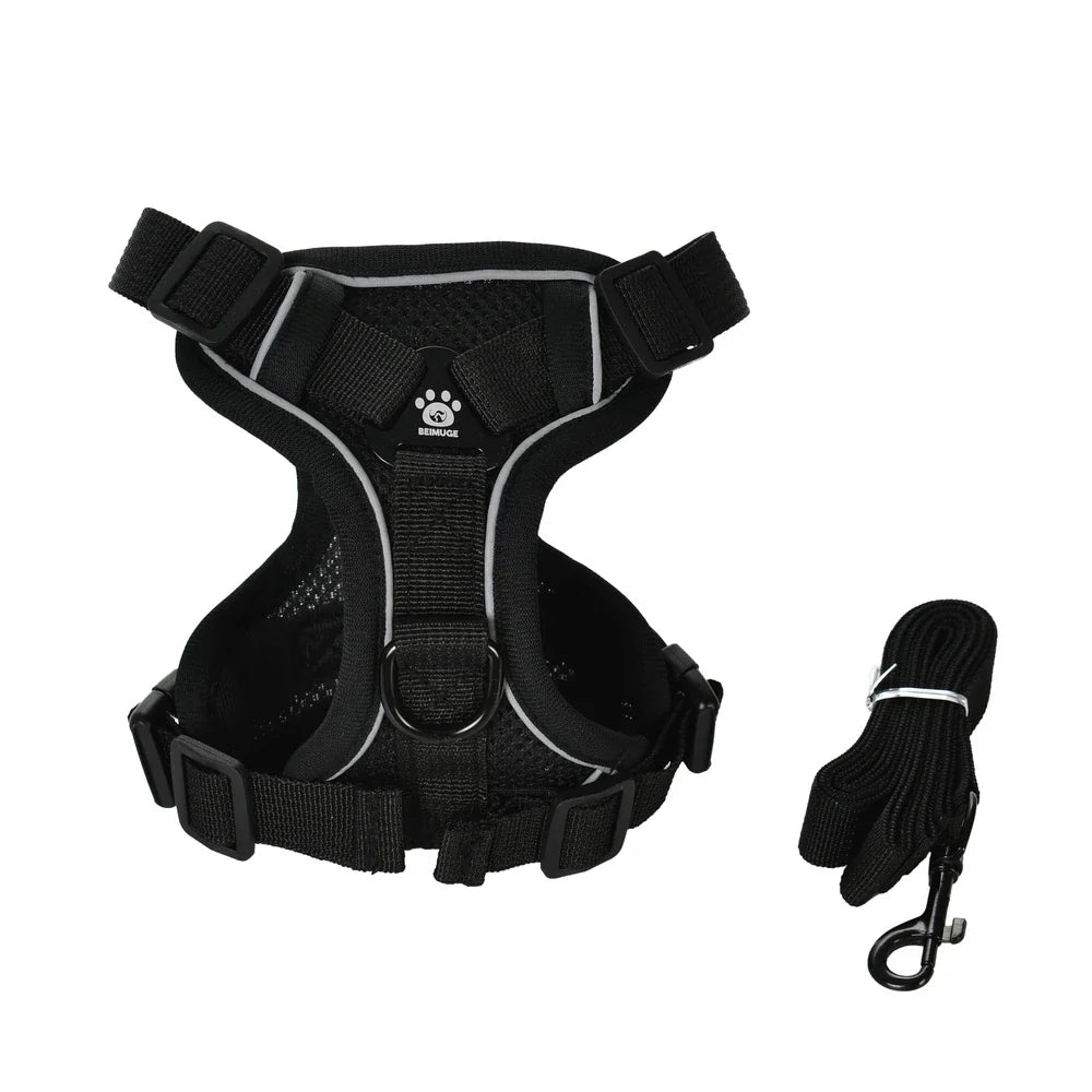 Pet Dog Leash Harness Tactical Training Puppy Vest Harnesses For Small Medium Dogs Cats Reflective Pug Chest Strap Accessories - Black | Purrfect Pet Kingdom