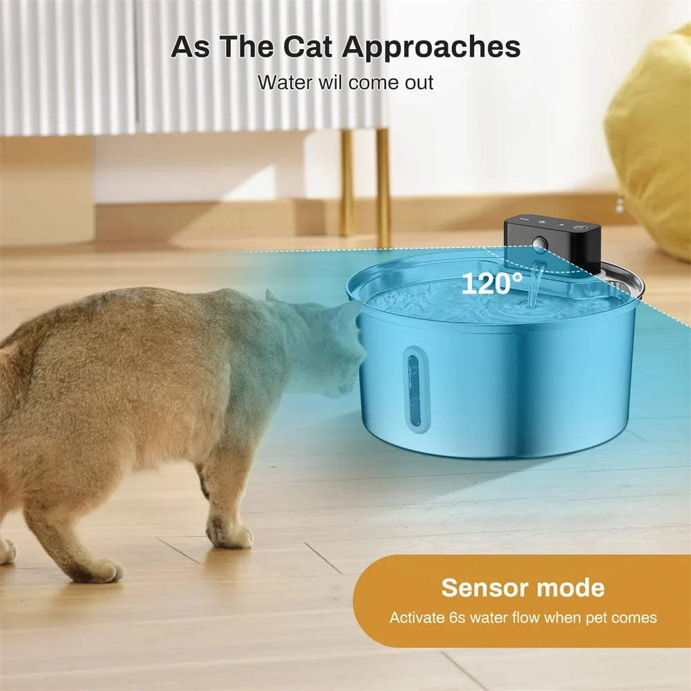 Majestic Pet Kingdom - 3L 5V USB Stainless Steel Wireless Recharging Sensor Auto Cat Water Drinking Fountain For Cats Dog Drinker Pet Dispenser Bowl View 4