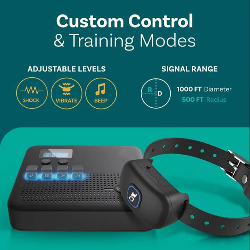 Wireless Dog Fence 2 in 1 Remote Trainer Beep Shock Collar