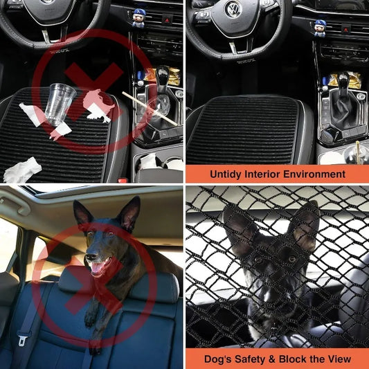 120X90CM Car Trunk Fence Pet Dog Isolation Protective Net Durable Elastic Isolation Double Layer Nets Safety Fence for Any Car | Purrfect Pet Kingdom