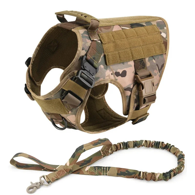 Tactical Vest Pet German Shepherd Golden Retriever Tactical Training Dog Harness and Leash Set For All Breeds Dogs - Camouflage Set | Purrfect Pet Kingdom