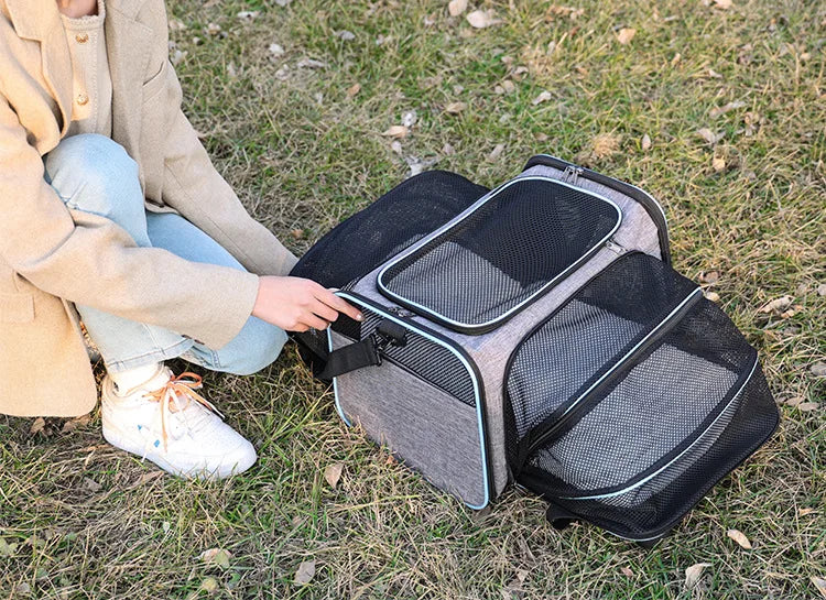 Pet Carrier Bag Foldable Small Dog Charter Carrying Cat Out Bag Expansion Pet Bag Mesh Breathable Expansion Foldable Handheld C - Majestic Pet Kingdom