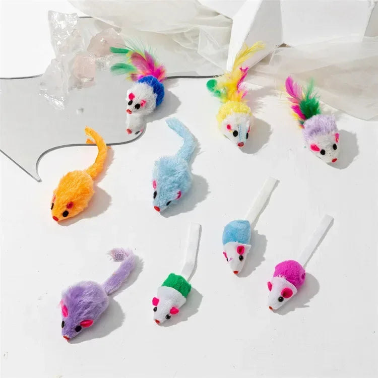 3-200 Pcs Rattle Cat Mouse Toys Also Prefilled Catnip Faux Fur Cat Toys Interactive Cat Game Catnip Toys for Cats Pet Products - Majestic Pet Kingdom