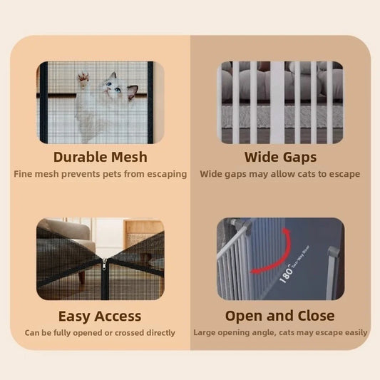 New Metal Mesh Dog Barrier Fences Breathable with Zipper Net Stairs Gate Easy to Install Folding Dog Safety Fence for Cats Dogs - Majestic Pet Kingdom